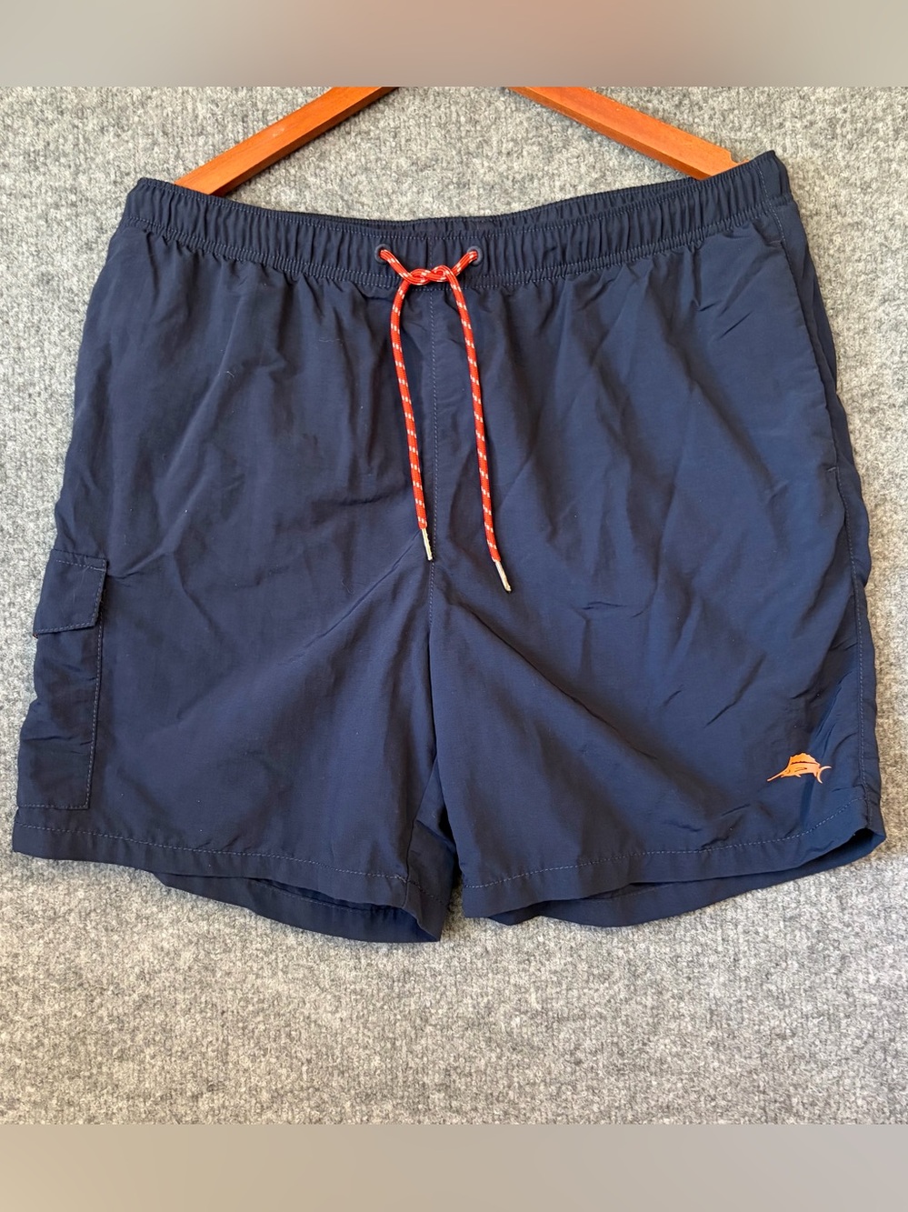 Tommy Bahama Navy Swim‎ Trunks with Orange Drawcord